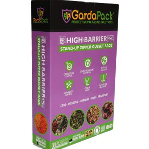 GardaPack® High-Barrier Pro 15” x 18" x 7" Clear & Black 5.5 Mil Stand-Up Double Zipper Bags (25 Count)